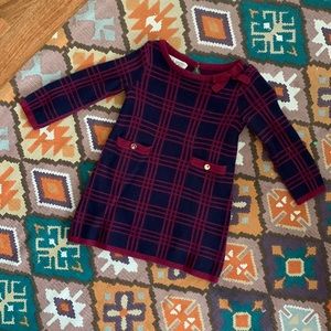 Hope and Henry navy and burgundy plaid cotton dress. Toddler girl. Size 12-18 mo